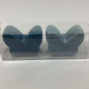 Dolly Parton Butterfly Salt Pepper Shaker Set Blue Ceramic Kitchen DG Retired